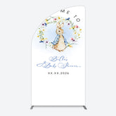 Aperturee - Aperturee Spring Floral Wreath Bunny Baby Shower Half Moon Arch Backdrop